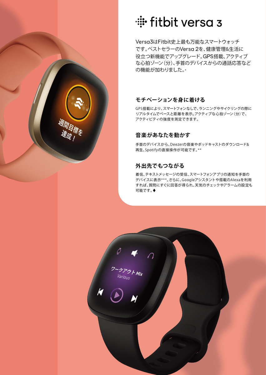 Versa3 バーサ3【国内正規品】 FB511BKBK | フィットビット(fitbit