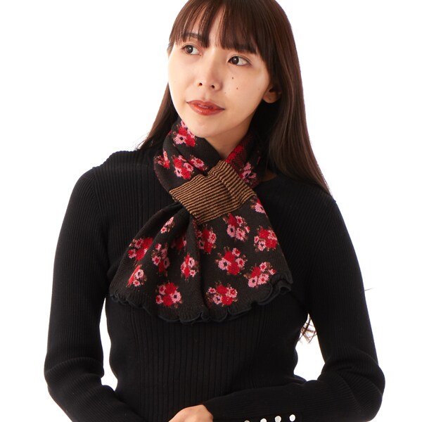 アナスイANASUIキャンディマフラー ANNA SUI （アナ スイ）ニットジャカードキャンディマフラー