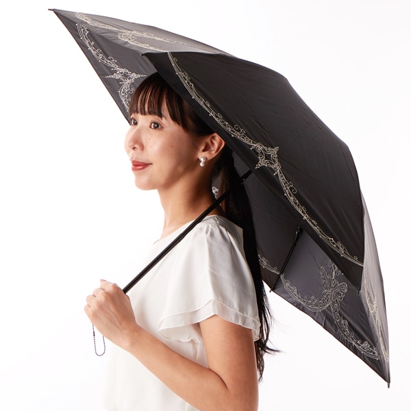 刺繍入り折りたたみ日傘　アナスイ ANNA SUI 折りたたみ傘 ラメ刺繍 晴雨兼用傘（ショート傘