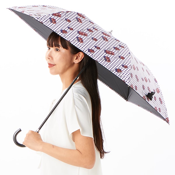 晴雨兼用傘/軽量1段スライドショート傘/遮光/UV加工/ロゴ刺繍