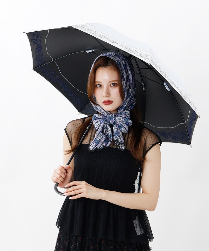 ANNA SUI（アナ スイ）】切継ぎ刺しゅう晴雨兼用パラソル傘（長傘