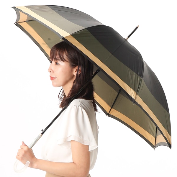 未使用 ゲラルディーニ 傘 モノグラム バイカラー 8本骨 雨傘 耐風 日本製 ゲラルディーニ》新品 バイカラー ロゴ柄 ジャンプ長傘 雨傘 8本