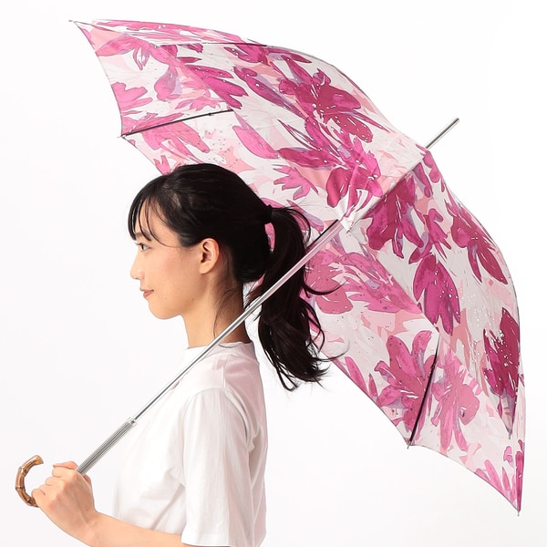 JILL STUART ジル スチュアート バイカラー柄 ジャンプ式耐風雨傘（長