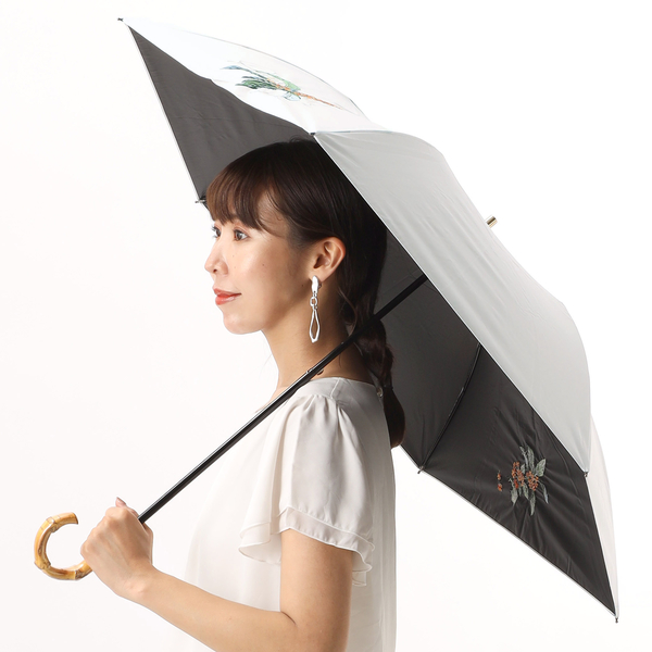 ジルスチュアート 刺しゅう柄 晴雨兼用傘（トップフラット折傘 