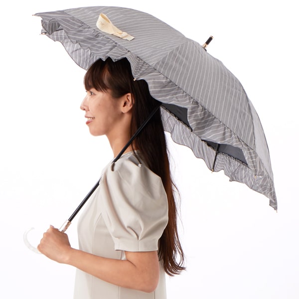 JILL STUART】ストライプフリル晴雨兼用パラソル(1段スライド