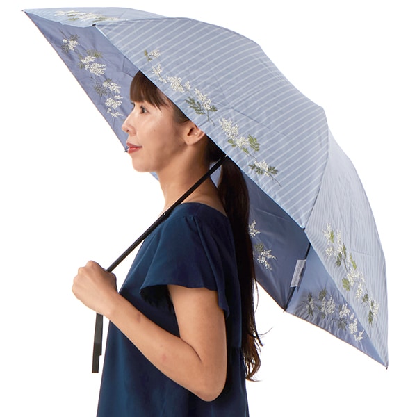JILL STUART】ミモザ刺しゅう晴雨兼用傘(折り畳み・ミニ傘