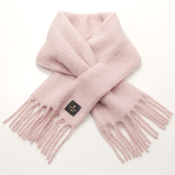 ランバンオンブルー ツイードノーカラーコート ビジュー アルパカ