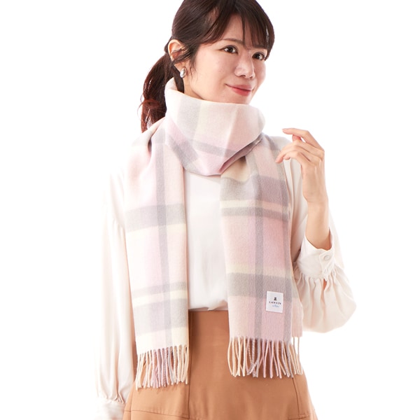 LANVIN en bleu（ランバンオンブルー）カシミヤウールチェックマフラー