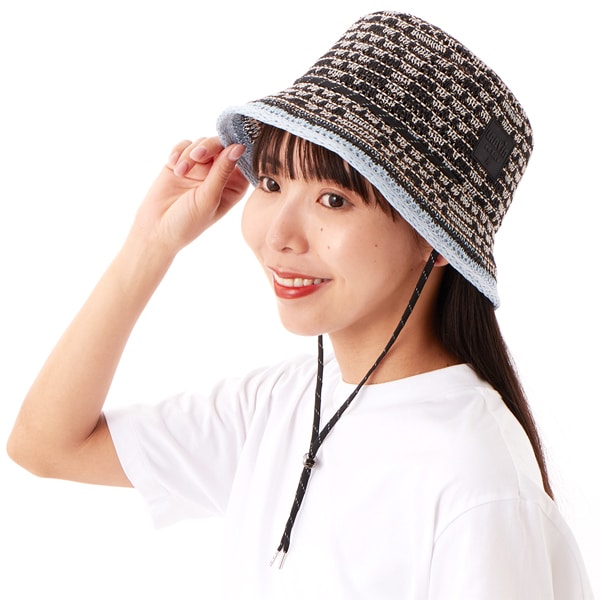 LANVIN - coco 中古 ランバンスポール LANVIN SPORT ハット フリー イエロー系 リボン付きストライプUVハット LANVIN - coco 未使用品 ランバンスポール LANVIN SPORT