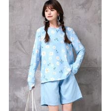 テディショップ(TeddyShop)のレディース水着 長袖ラッシュガード+ハーフパンツ+ビスチェ風ハイウエスト上下タンキニ 4点セット