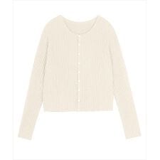 レディース こっくりカラーリブニットカーディガン