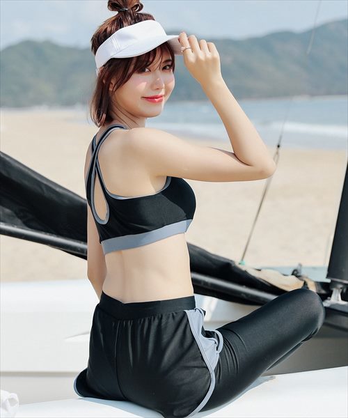 レディース水着 バッククロスフィットネス水着 5点セット