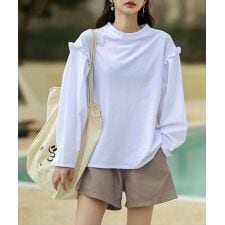 テディショップ(TeddyShop)のレディース水着 長袖フリルラッシュガード＋ショートパンツ 上下2点セット