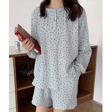 レディース ドット風チェリー柄ルームウェア 上下2点セット