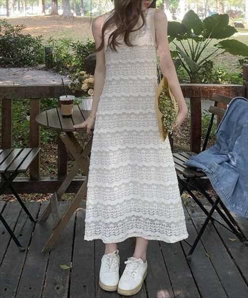 レディース レースフリルノースリーブワンピース | テディショップ