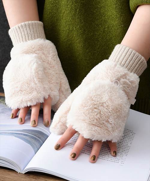 レディース 【タッチパネル対応】もこもこ2WAYミトン手袋 | テディ