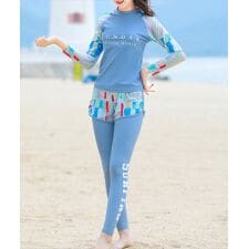 テディショップ(TeddyShop)のキッズ水着 長袖幾何学ロゴラッシュガード+パンツ+レギンス ３点セット