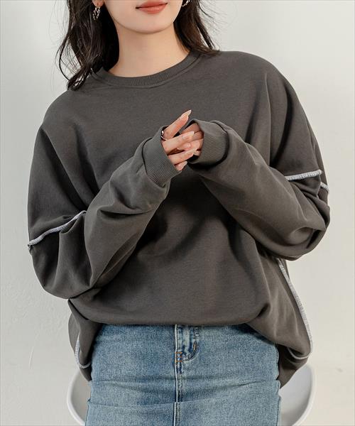 レディース バイカラーオーバーロックスウェット | テディショップ