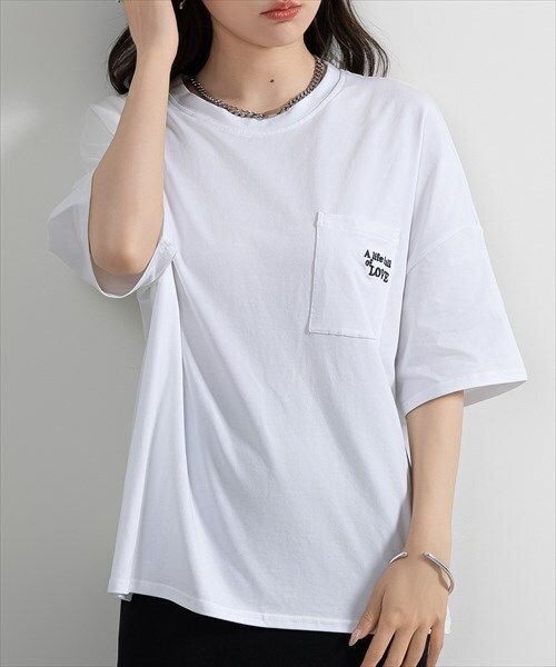 レディース 半袖ポケットワンポイントロゴTシャツ | テディショップ