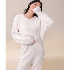 レディース 長袖もちもちモールニットルームウェア 上下2点セット
