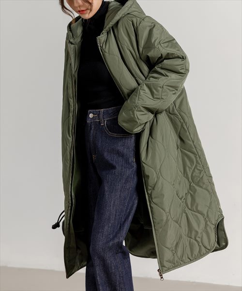 レディース 3WAYノームコアキルティング×フリースロングコート