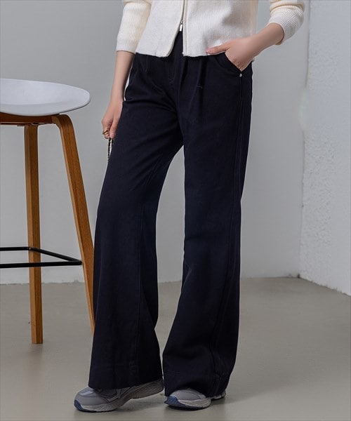 WIDE-LEG TAILORED TWILL TROUSERS ワイドレッグテーラード