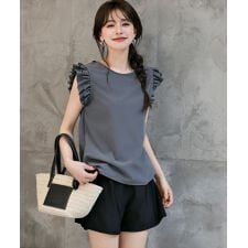 テディショップ(TeddyShop)の【紫外線遮蔽率99％以上】バックリボンフリルトップス+ビキニ+ショートパンツ 4点セット