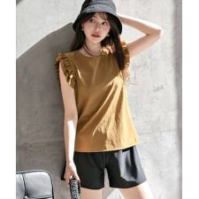 テディショップ(TeddyShop)の【紫外線遮蔽率99％以上】バックリボンフリルトップス+ビキニ+ショートパンツ 4点セット