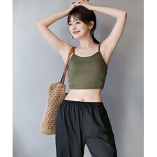 テディショップ(TeddyShop)のベーシッククロップドラッシュガードトップス+リブワイドパンツ+ハイウエストショーツ 上下3点セット