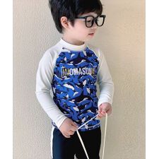 テディショップ(TeddyShop)のキッズ水着 長袖バイカラーラッシュガードトップス+ショートパンツ+ショートパンツ 上下3点セット