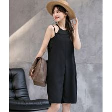 テディショップ(TeddyShop)のレディース水着 深Uネックでゆったり。ラッシュガードサロペットハーフパンツ