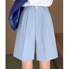 レディース ゆったり大人っぽstyle。ダブルタックハーフパンツ