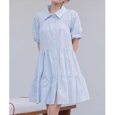 レディース 2WAY半袖ティアードチュニックシャツワンピース