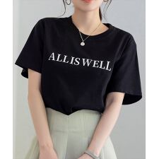 レディース ワンマイルウェアや部屋着にも。半袖英字ロゴプリントTシャツ
