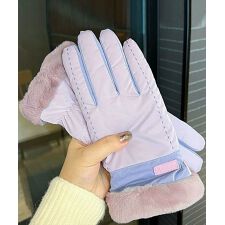 【タッチパネル対応】レディース バイカラー配色ボア手袋[裏起毛/滑り止め付き]