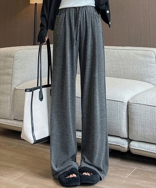 レディース ケーブル編み風リラックスイージーパンツ[裏起毛/大きい