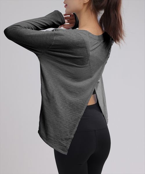 レディース 長袖クロップド丈クロスデザインヨガトップス | テディ