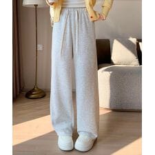 【大きいサイズ有/ウエストゴム・紐調節可】楽なのにこなれ見え。ピーチスキンスウェットイージーパンツ