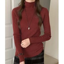 【大人の細魅せ上品ニット】長袖きれいめベーシックハイネックニットトップス レディース