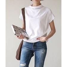 レディース シンプルハイネックカットソー