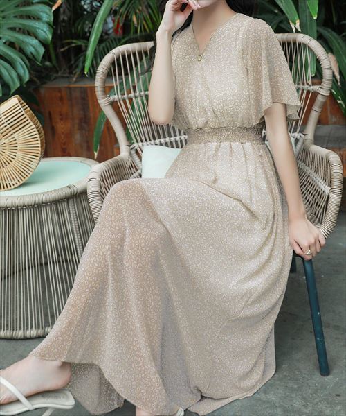 レディース Vネック花柄ウエスト絞りふんわりロングワンピース テディショップ Teddyshop ファッション通販 マルイウェブチャネル To517 045 87 01