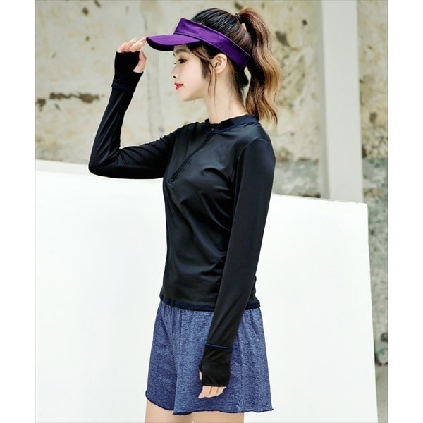 水着ラッシュガード5点セット水着ベージュブラックMタンキニショートパンツ 5点セット】ラッシュガード（指穴付き）・レギンス・パンツ付き