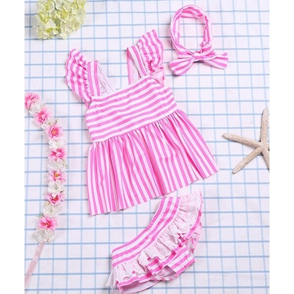 フリル付きセパレート水着セット[タイムセール] ショートパンツ付き フリルセパレート 水着3点セット[品番