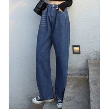 テディショップ(TeddyShop)のレディース ハイウエスト＆タックのルーズデニムパンツ