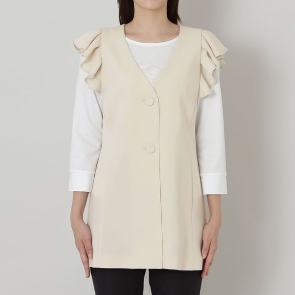 TO BE CHIC⭐︎ トリアセダブルクロス フリルジレ TO BE CHIC｜トリアセダブルクロス フリルジレ | Rakuten