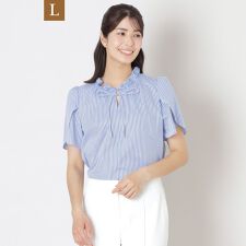【L】カラミストライプ シャツブラウス