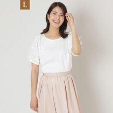 【L】リボンチュール カットソー