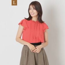 【L】ノースリーブ フリルブラウス