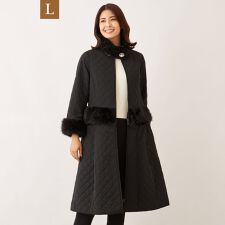 【L】ファーコンビキルティング 2WAYコート