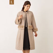 【L】ファーコンビキルティング 2WAYコート